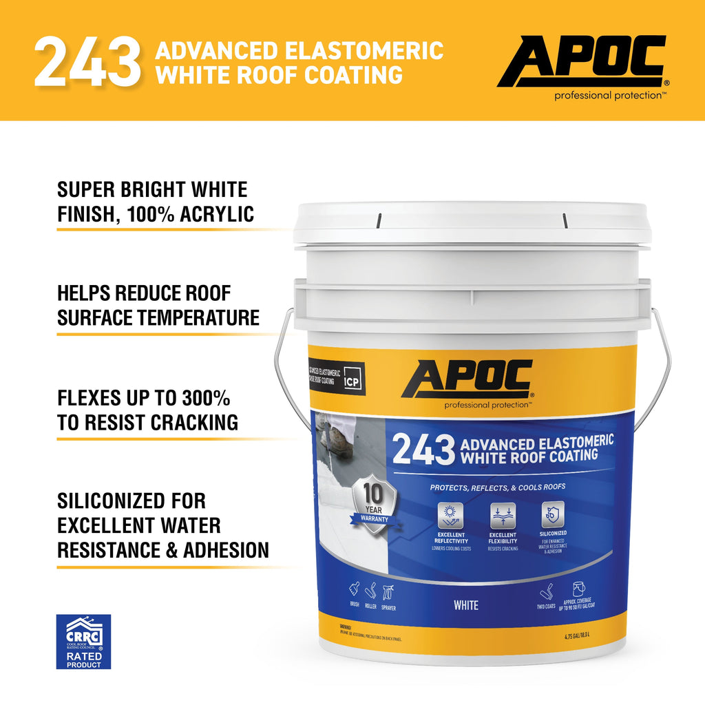 APOC 243 Advanced Elastomeric White Roof Coating apoc-243-advanced-elastomeric-white-roof-coating